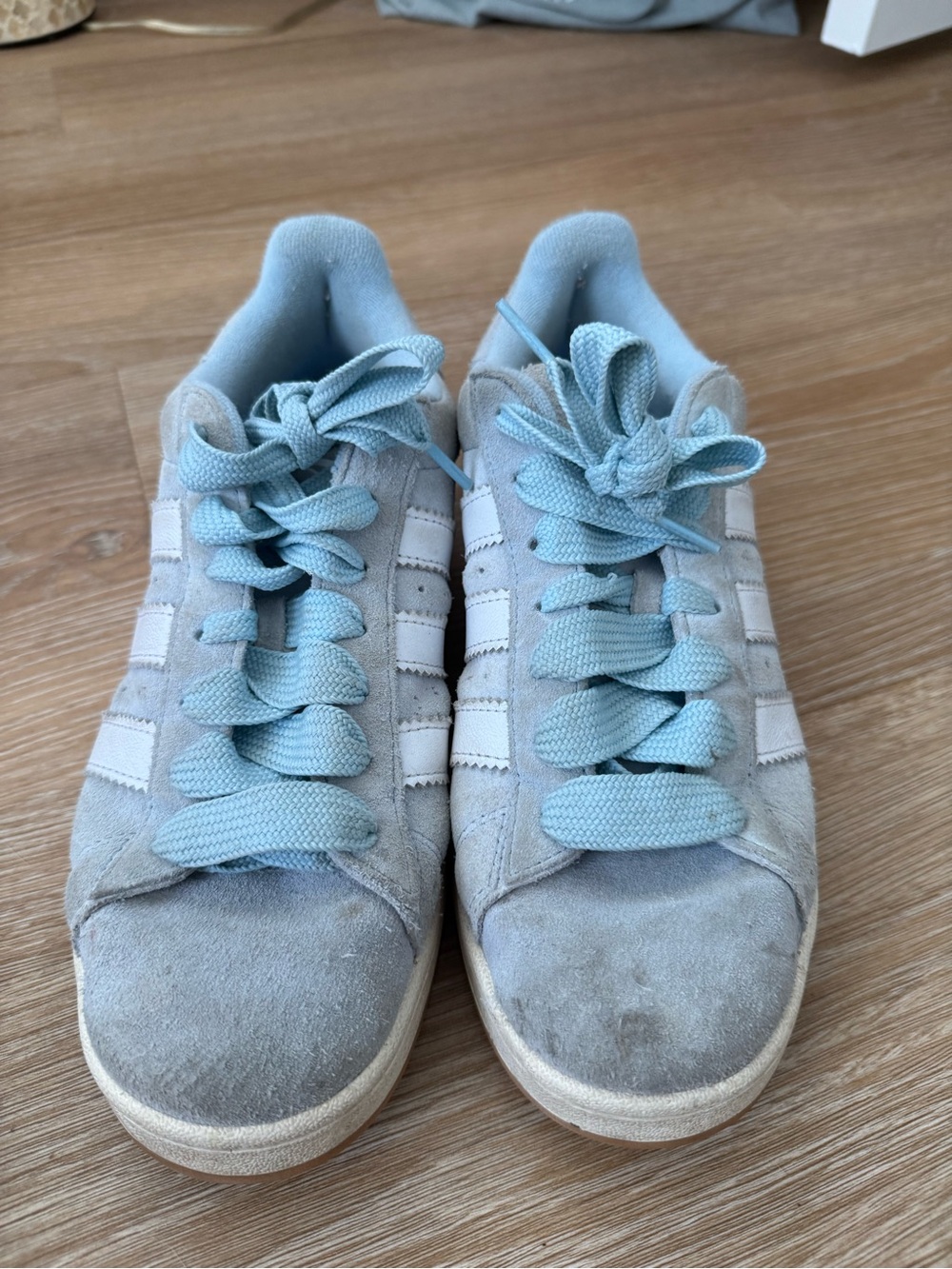Women's Light Blue adidas Suede Sneakers